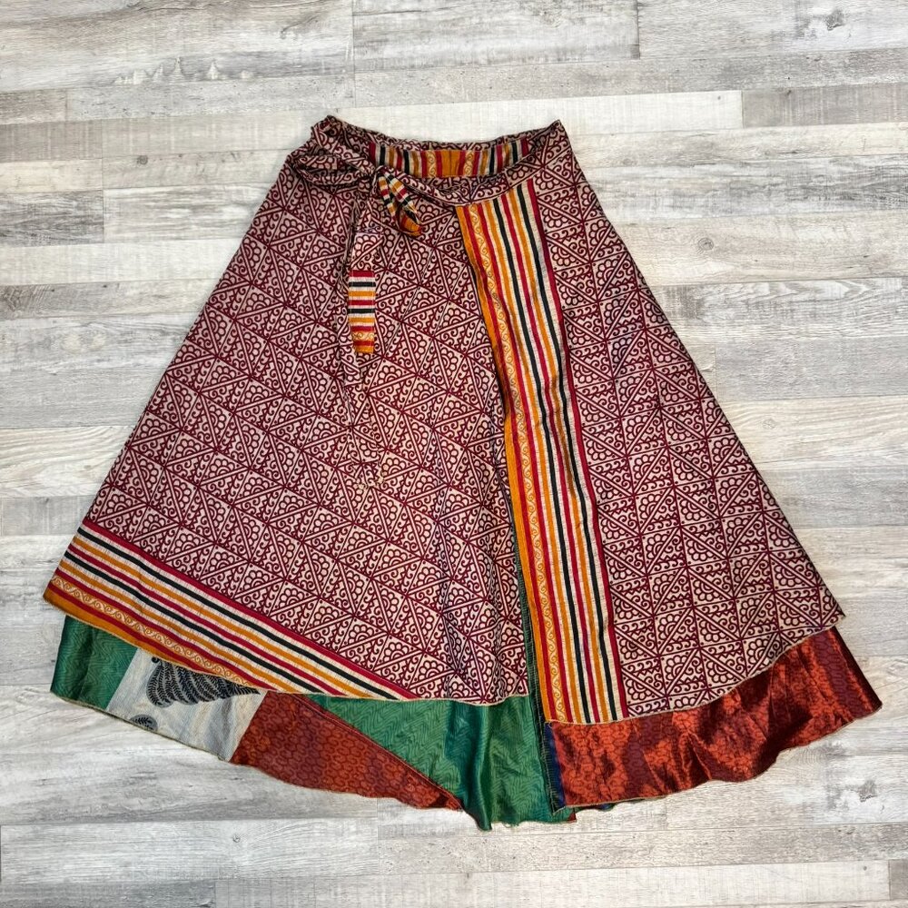 Patchwork Style Reversible 2-Sided Magic Skirt Wr… - image 6